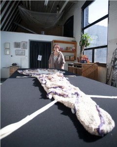 Undercovers; bespoke burial shroud, crochet and homegrown crystals. 